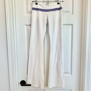 White Purple Soft Stretch Yoga Workout Pilates Pants​
